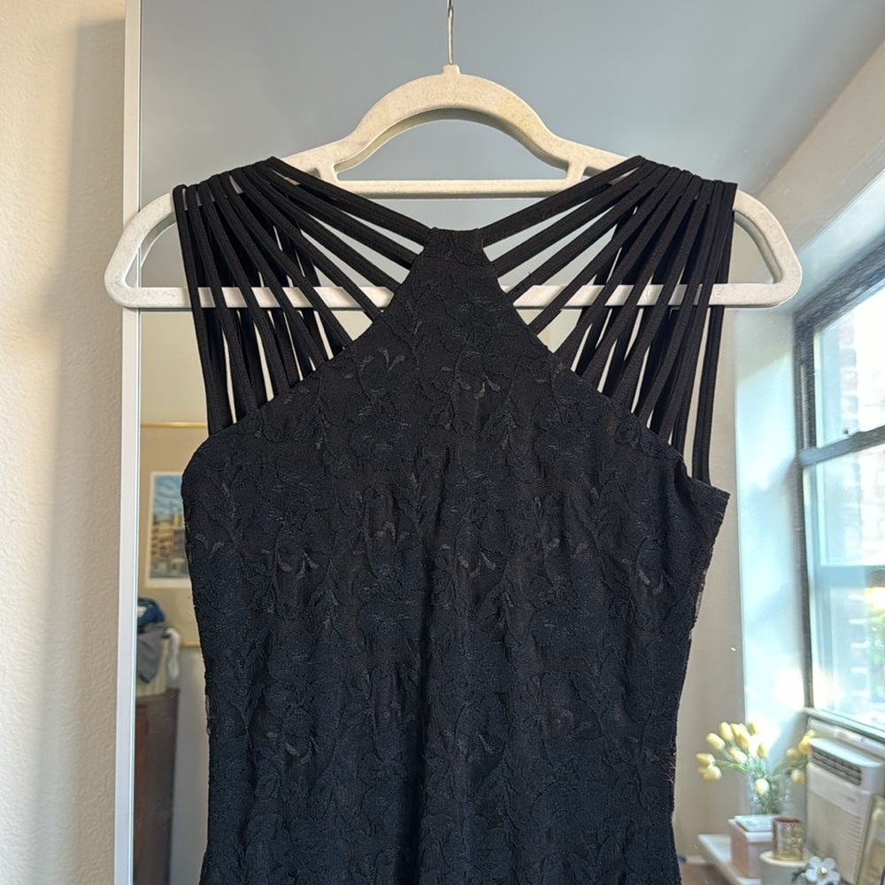 Black lace fitted dress